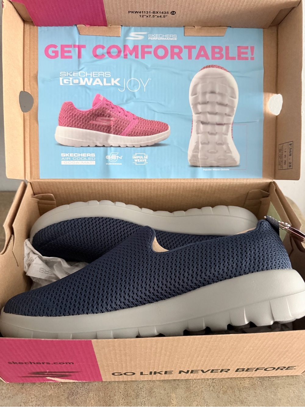 Skechers Go Walk Slip-On Sneakers — Navy and White